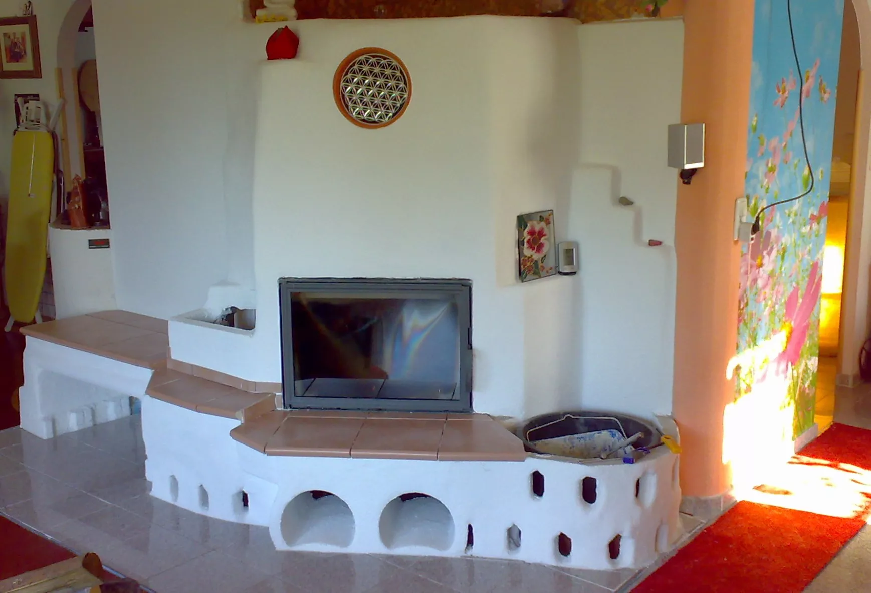 Der fertige verputzte Kaminofen