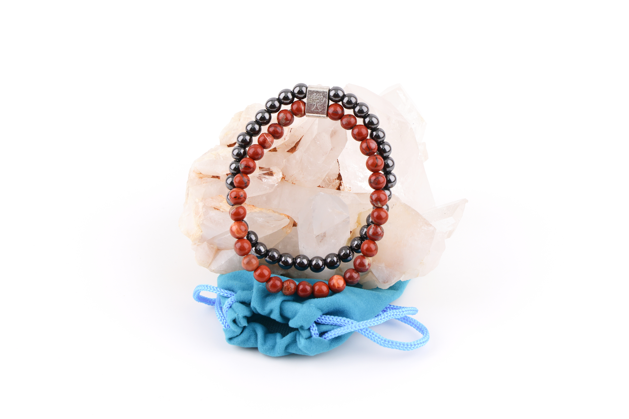 Magnetarmband Roter Jaspis – Doppelband mit Magnetkugel
