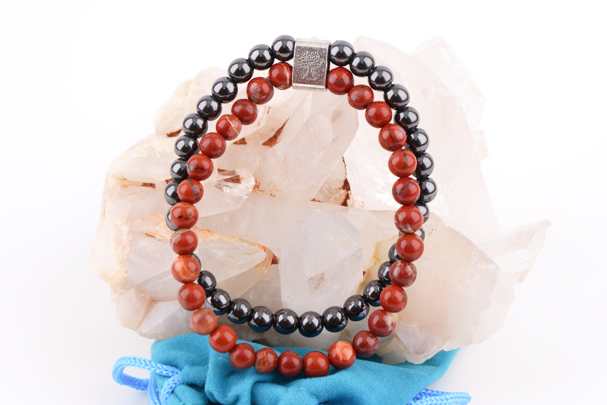 Magnetarmband Roter Jaspis – Doppelband mit Magnetkugel
