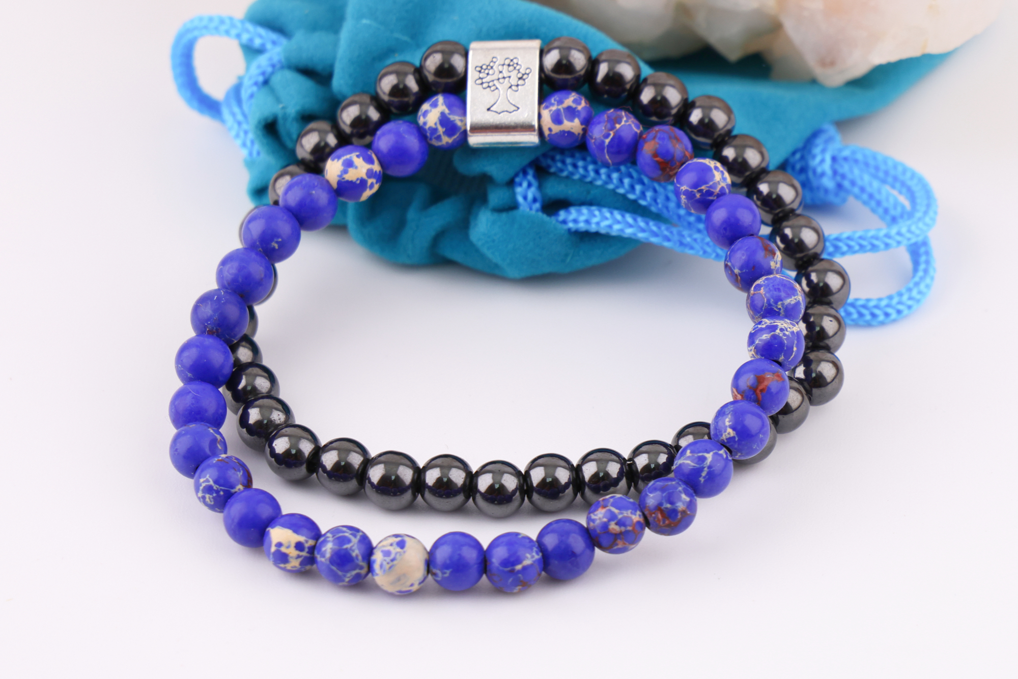 Magnetarmband Sodalith – Doppelband mit Magnetkugel
