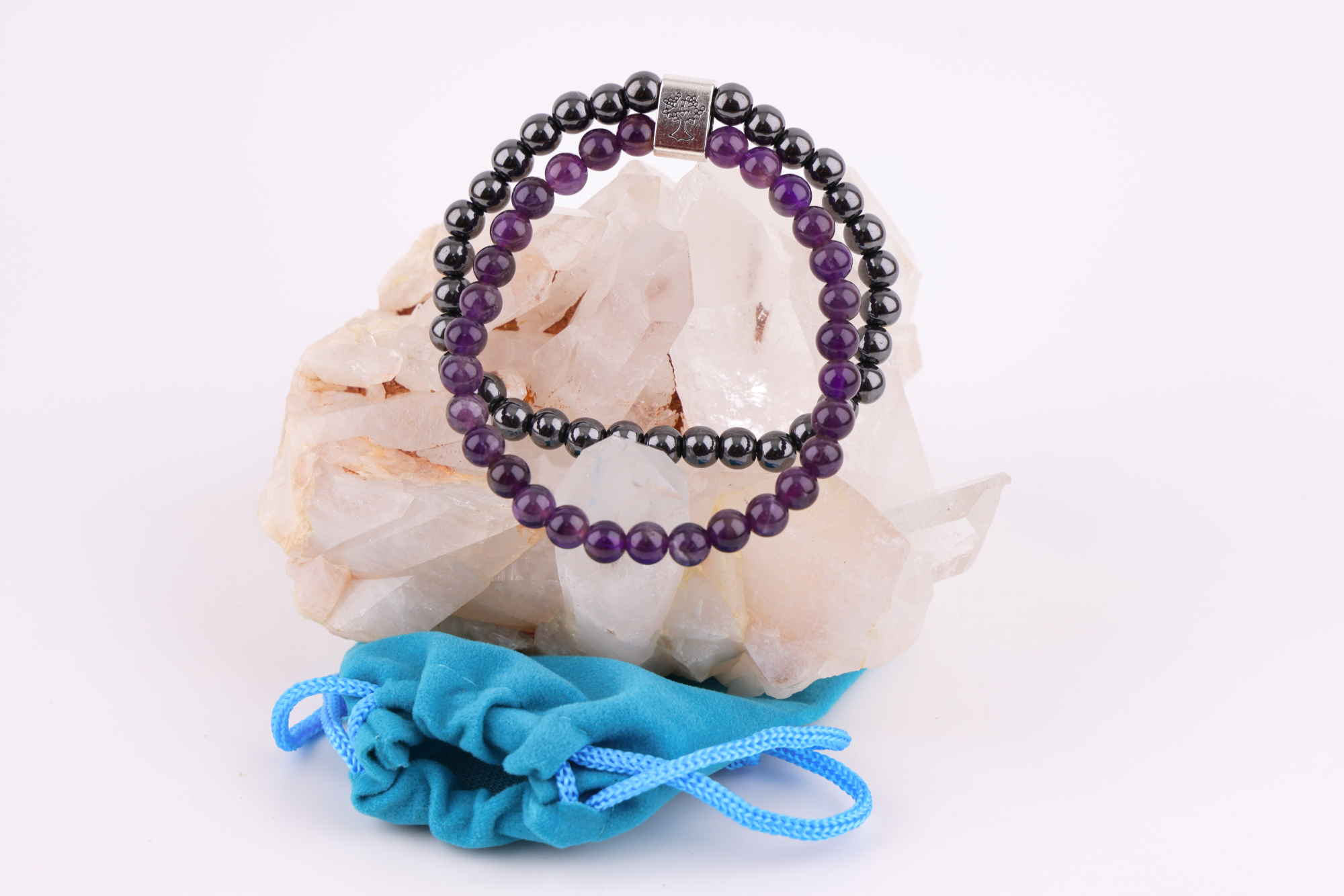 Magnetarmband Amethyst – Doppelband mit Magnetkugel
