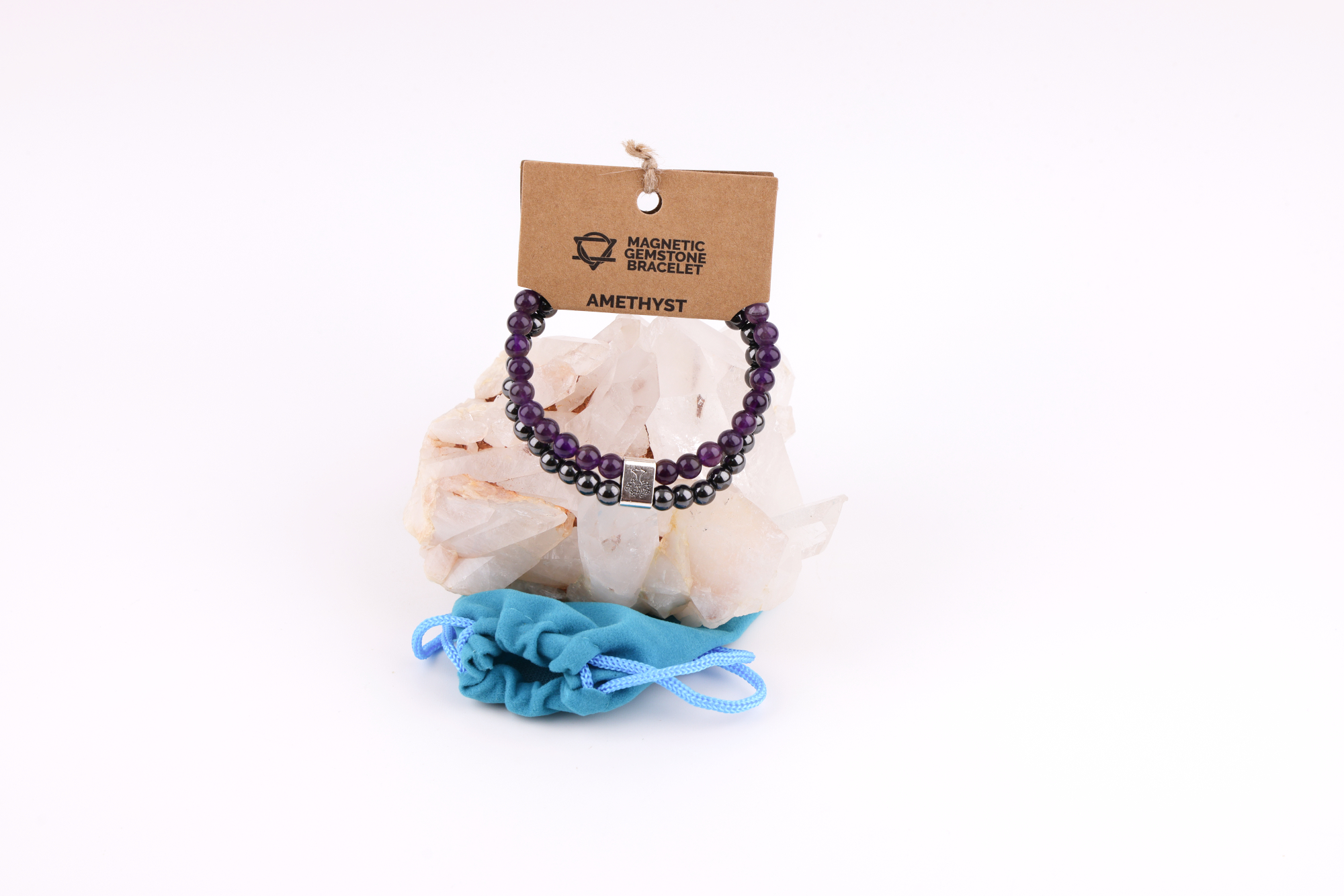 Magnetarmband Amethyst – Doppelband mit Magnetkugel
