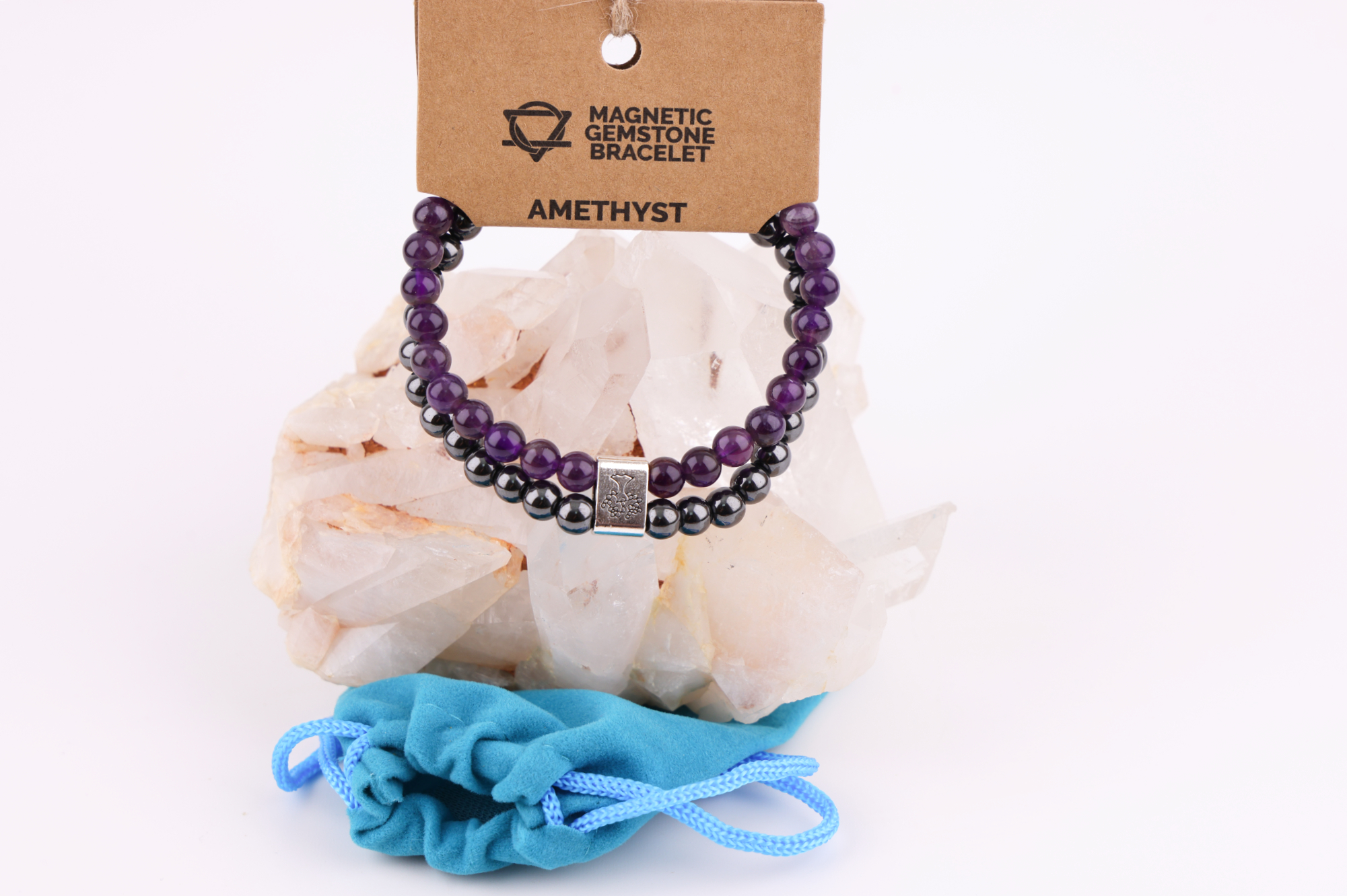 Magnetarmband Amethyst – Doppelband mit Magnetkugel
