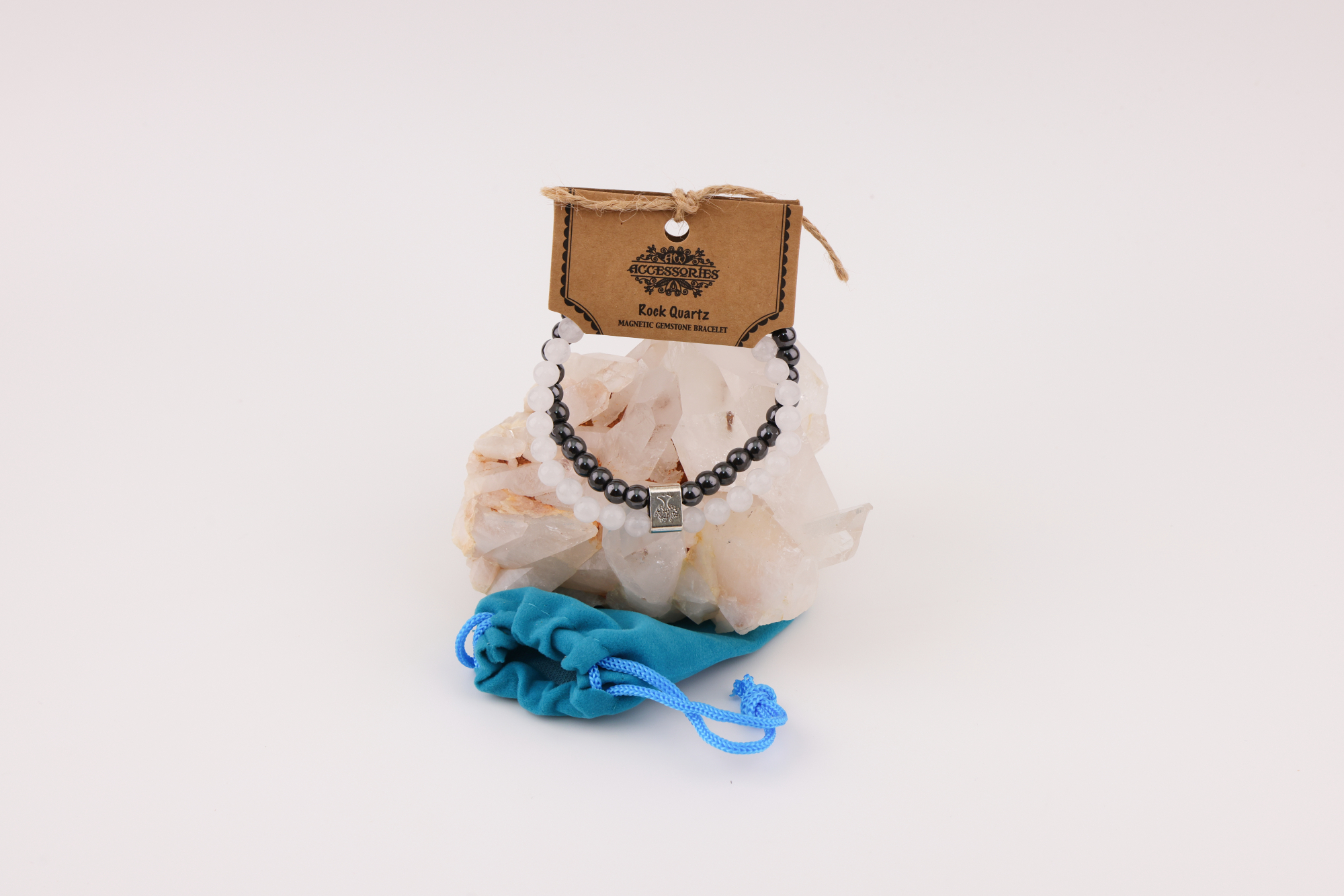 Magnetarmband Rock Quartz – Doppelband mit Magnetkugel
