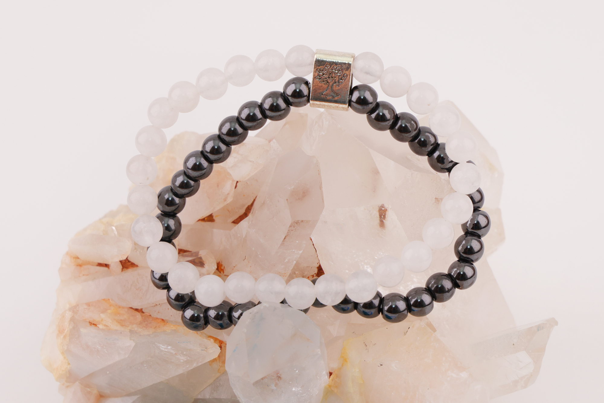 Magnetarmband Rock Quartz – Doppelband mit Magnetkugel
